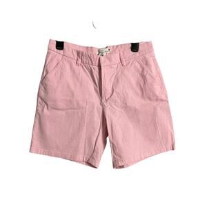 H&M Chino Shorts Womens 8 Pink Striped Twill Flat Front Casual Stretch